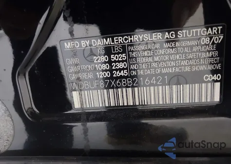 2008 Mercedes-Benz E 350 4Matic из США, поврежденный, VIN WDBUF87X68B216421